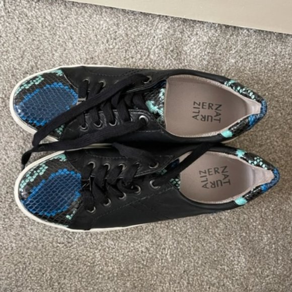 Naturalizer Astara Leather & Blue Snakeskin Sneakers - Picture 1 of 5